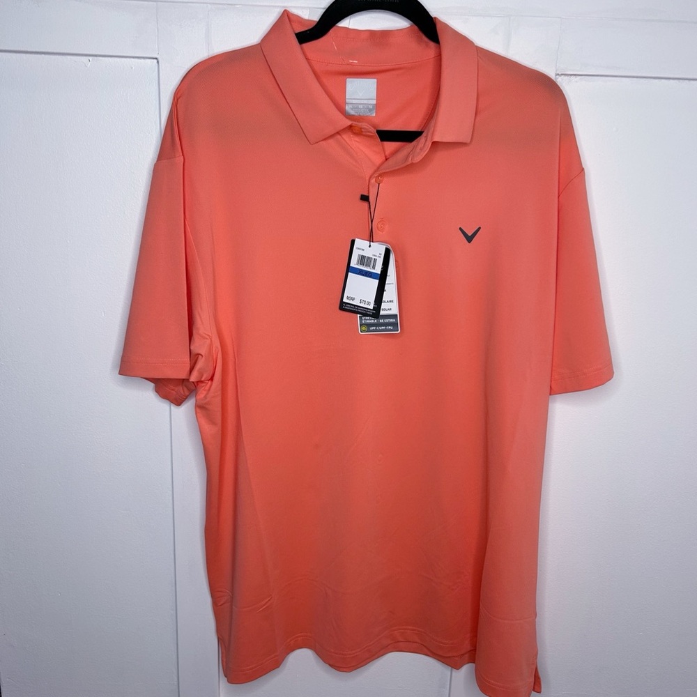 Callaway Mens Golf Polo Coral Salmon Size XL opti-dry